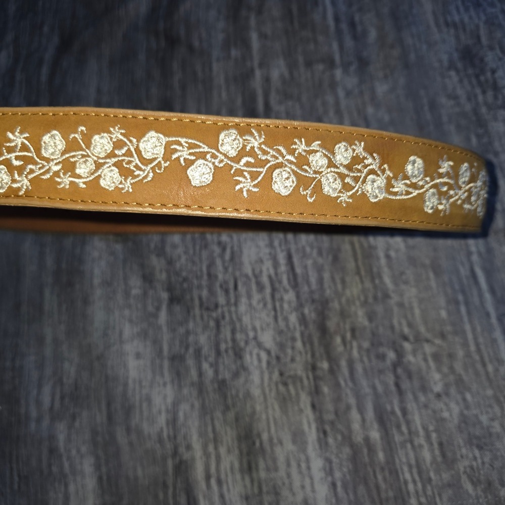 Potrero Tan Leather Floral Embroidered Western Belt Size 32 *No Buckle* Mexico